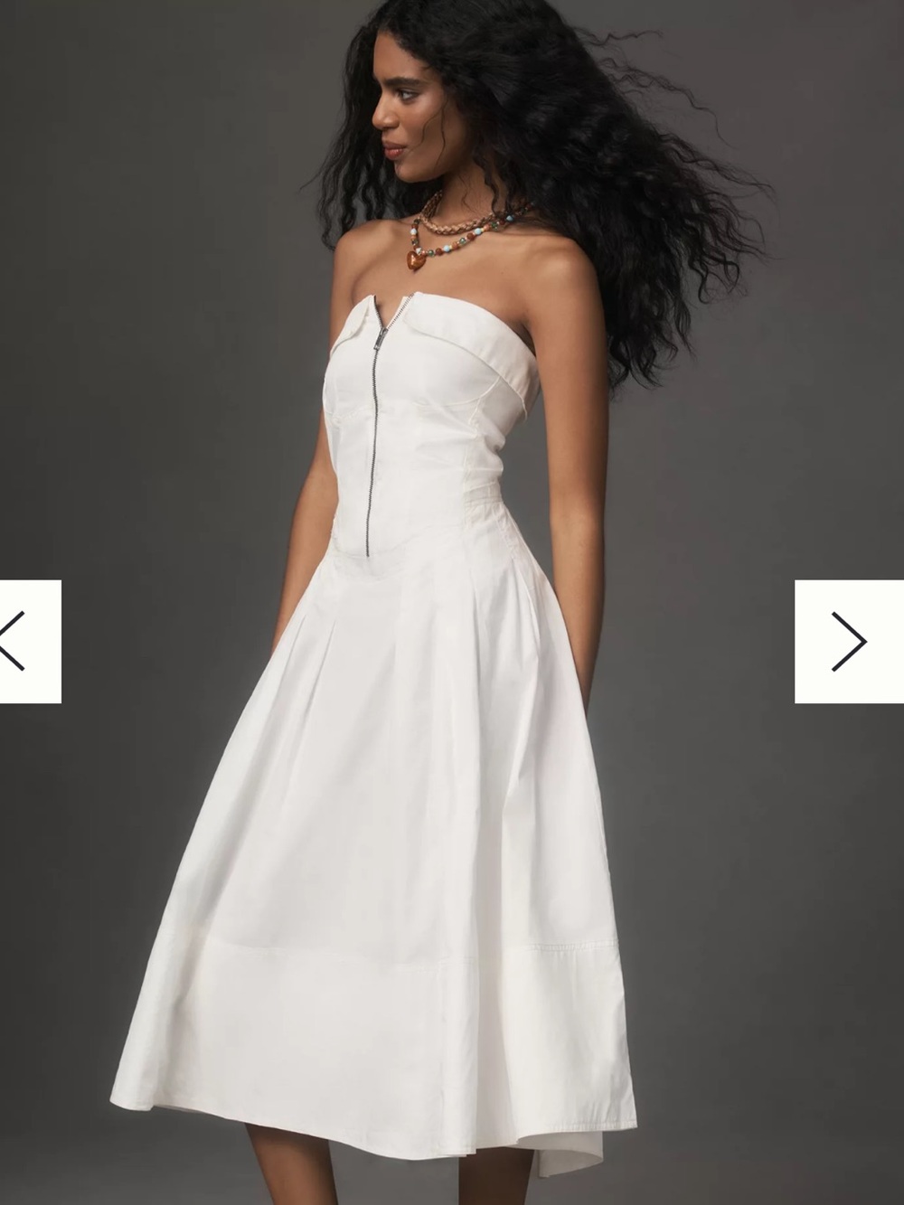 Anthropologie Pilcro white denim strapless midi dress NWOT